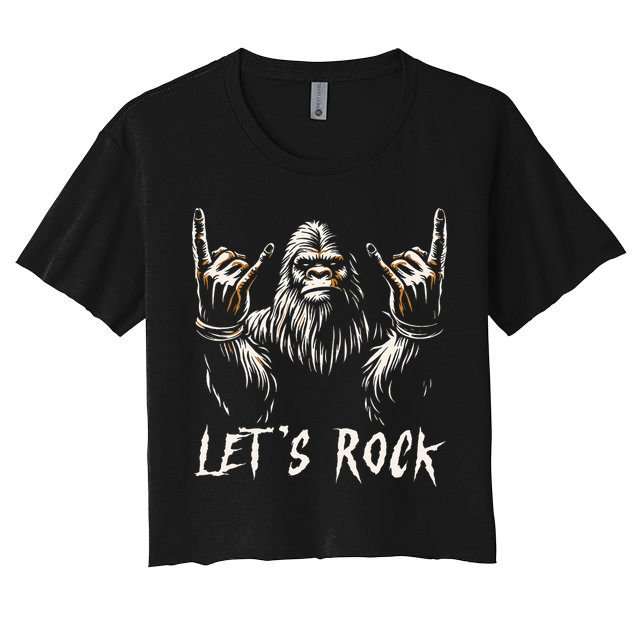 Bigfoot Rock On Funny Sasquatch Rock And Roll LetS Rock Crop Top