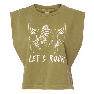 Bigfoot Rock On Funny Sasquatch Rock And Roll LetS Rock Garment-Dyed Women's Muscle Tee