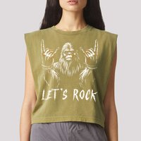 Bigfoot Rock On Funny Sasquatch Rock And Roll LetS Rock Garment-Dyed Women's Muscle Tee