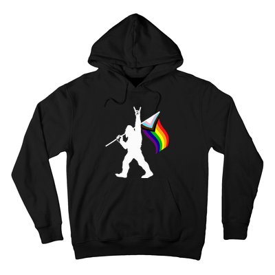 Bigfoot Rock On Lgbtq Progressive New Pride Flag Hoodie