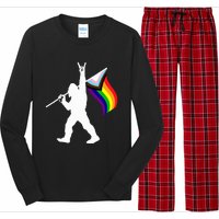 Bigfoot Rock On Lgbtq Progressive New Pride Flag Long Sleeve Pajama Set