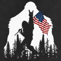 Bigfoot Rock On Hold American Flag Sasquatch Believers Garment-Dyed Heavyweight T-Shirt