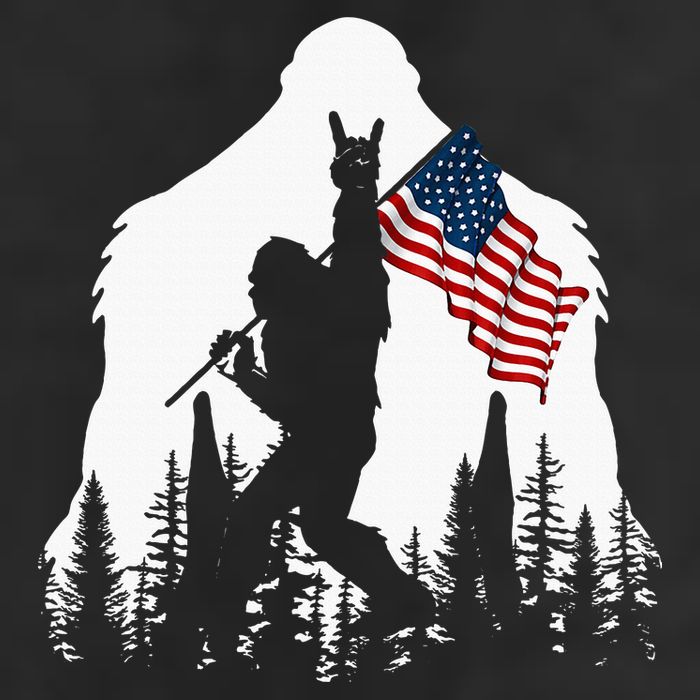 Bigfoot Rock On Hold American Flag Sasquatch Believers Garment-Dyed Heavyweight T-Shirt