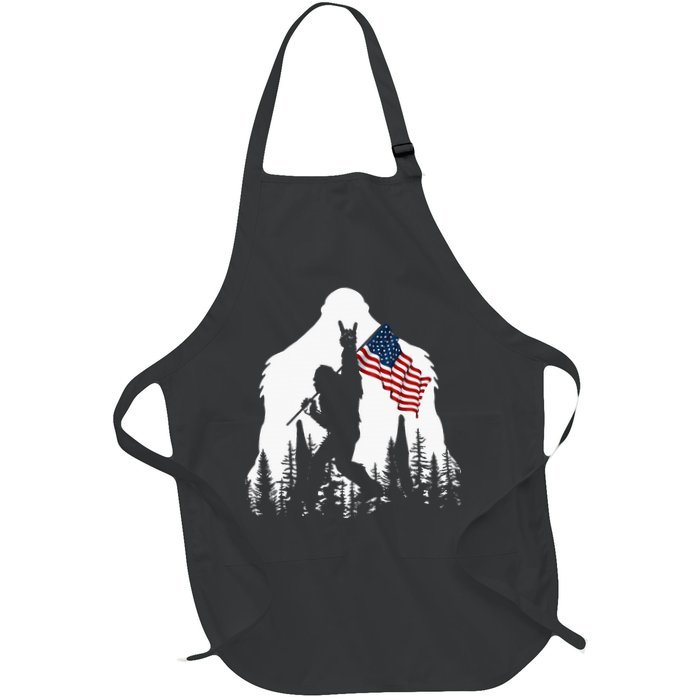 Bigfoot Rock On Hold American Flag Sasquatch Believers Apron