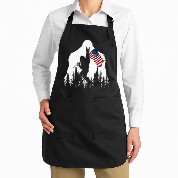 Bigfoot Rock On Hold American Flag Sasquatch Believers Apron
