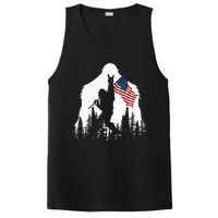 Bigfoot Rock On Hold American Flag Sasquatch Believers PosiCharge Competitor Tank