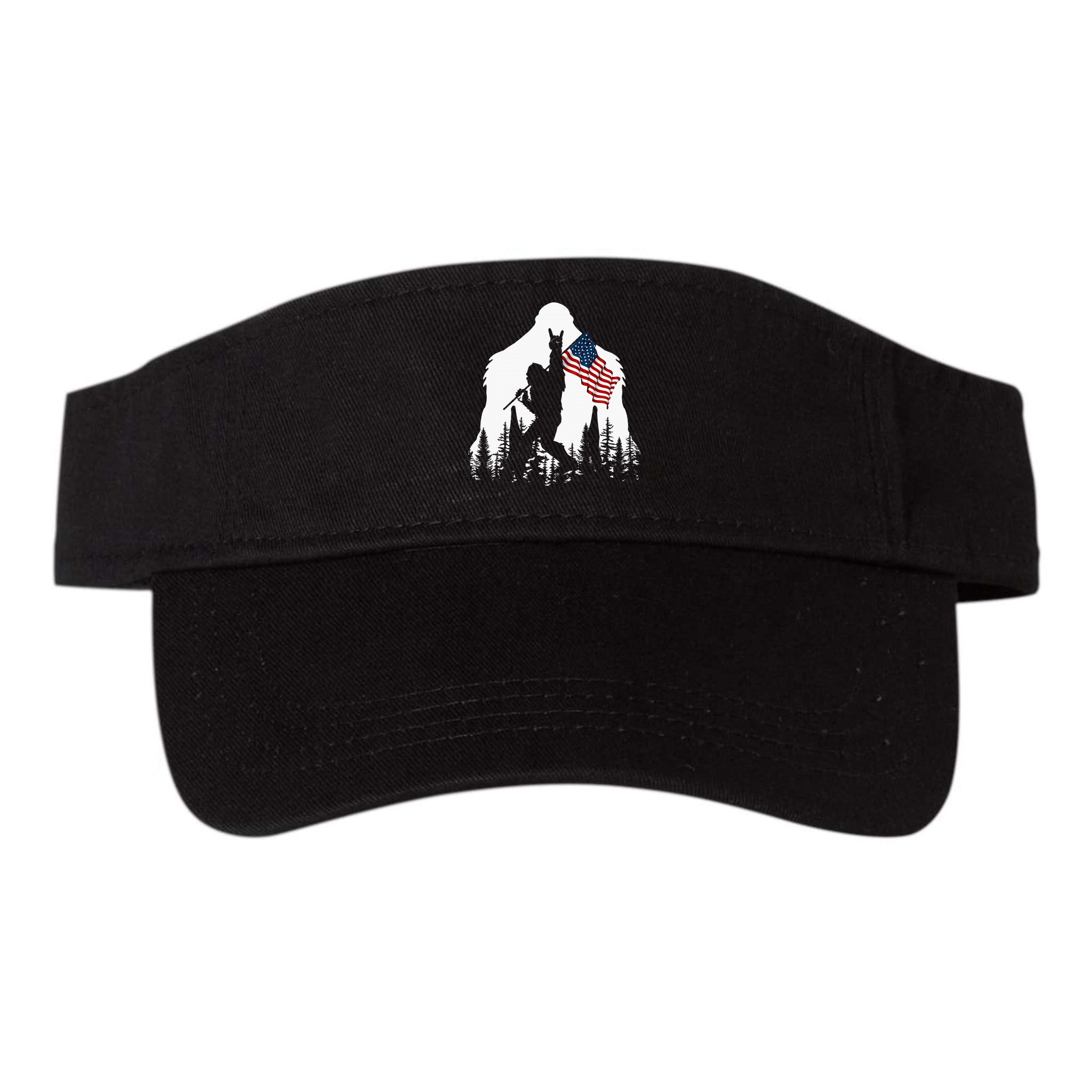 Bigfoot Rock On Hold American Flag Sasquatch Believers Visor