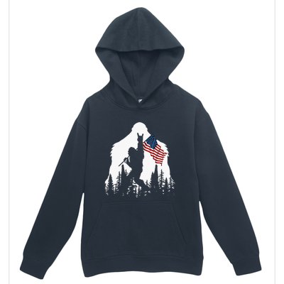 Bigfoot Rock On Hold American Flag Sasquatch Believers Urban Pullover Hoodie