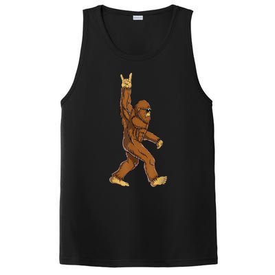 Bigfoot Rock On Sasquatch Rock And Roll Funny Graphic PosiCharge Competitor Tank