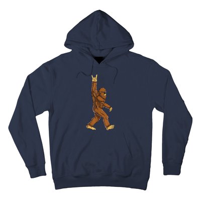 Bigfoot Rock On Sasquatch Rock And Roll Funny Graphic Hoodie