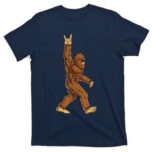 Bigfoot Rock On Sasquatch Rock And Roll Funny Graphic T-Shirt