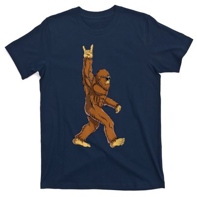 Bigfoot Rock On Sasquatch Rock And Roll Funny Graphic T-Shirt