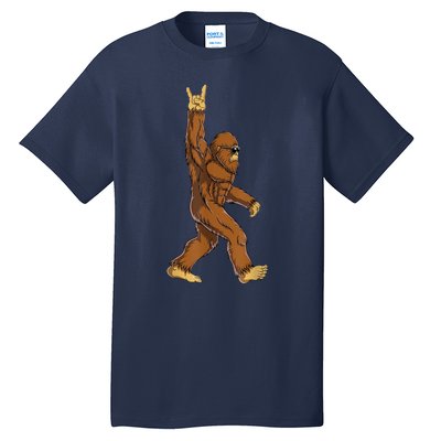 Bigfoot Rock On Sasquatch Rock And Roll Funny Graphic Tall T-Shirt