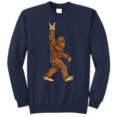 Bigfoot Rock On Sasquatch Rock And Roll Funny Graphic Tall Sweatshirt