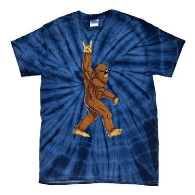 Bigfoot Rock On Sasquatch Rock And Roll Funny Graphic Tie-Dye T-Shirt