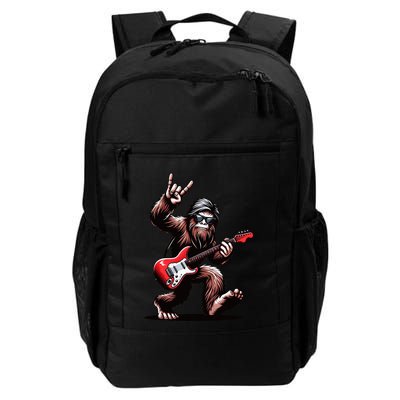 Bigfoot Rock On Sasquatch Rock And Roll Playing Guitar Music Daily Commute Backpack