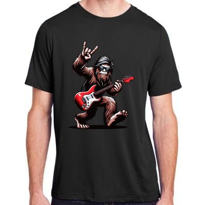 Bigfoot Rock On Sasquatch Rock And Roll Playing Guitar Music Adult ChromaSoft Performance T-Shirt