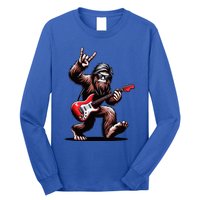 Bigfoot Rock On Sasquatch Rock And Roll Playing Guitar Music Long Sleeve Shirt