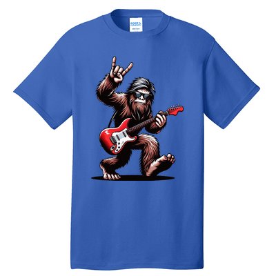 Bigfoot Rock On Sasquatch Rock And Roll Playing Guitar Music Tall T-Shirt