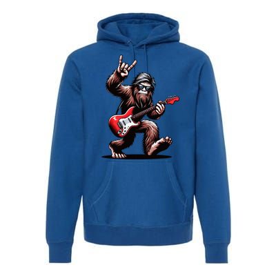 Bigfoot Rock On Sasquatch Rock And Roll Playing Guitar Music Premium Hoodie