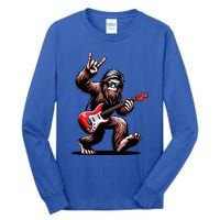 Bigfoot Rock On Sasquatch Rock And Roll Playing Guitar Music Tall Long Sleeve T-Shirt