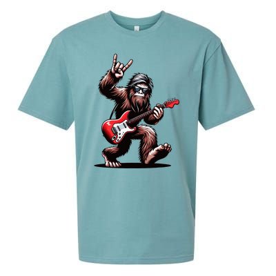 Bigfoot Rock On Sasquatch Rock And Roll Playing Guitar Music Sueded Cloud Jersey T-Shirt