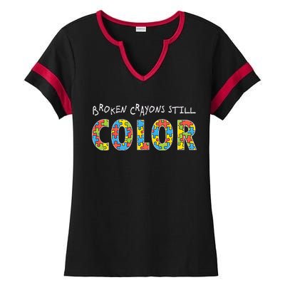 Broken Crayons Still Color Ladies Halftime Notch Neck Tee