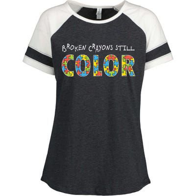 Broken Crayons Still Color Enza Ladies Jersey Colorblock Tee