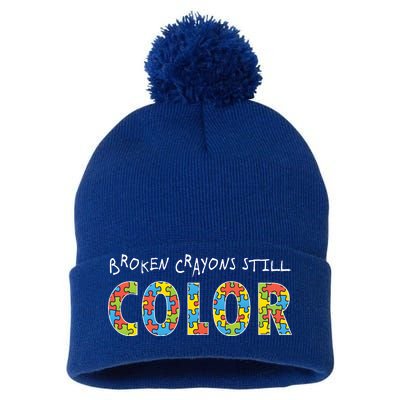 Broken Crayons Still Color Pom Pom 12in Knit Beanie