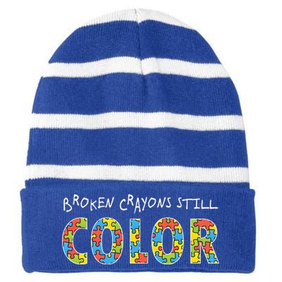 Broken Crayons Still Color Striped Beanie with Solid Band