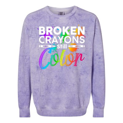 Broken Crayons Still Color Mental Health Awareness Colorblast Crewneck Sweatshirt