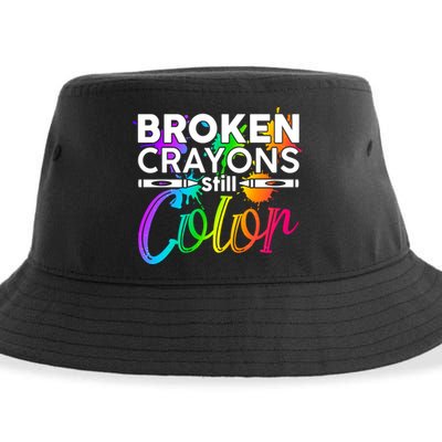 Broken Crayons Still Color Mental Health Awareness Sustainable Bucket Hat