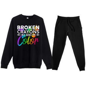 Broken Crayons Still Color Mental Health Awareness Premium Crewneck Sweatsuit Set