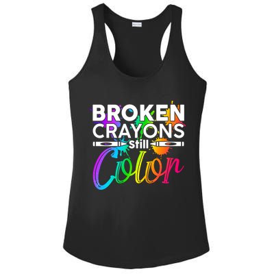 Broken Crayons Still Color Mental Health Awareness Ladies PosiCharge Competitor Racerback Tank