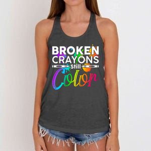 Broken Crayons Still Color Mental Health Awareness Women's Knotted Racerback Tank