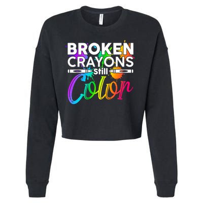 Broken Crayons Still Color Mental Health Awareness Cropped Pullover Crew