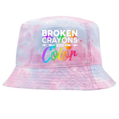 Broken Crayons Still Color Mental Health Awareness Tie-Dyed Bucket Hat