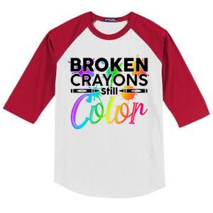 Broken Crayons Still Color Mental Health Awareness Kids Colorblock Raglan Jersey