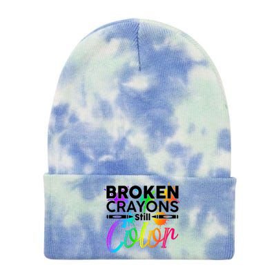 Broken Crayons Still Color Mental Health Awareness Tie Dye 12in Knit Beanie