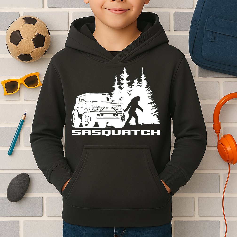 Bronco Sasquatch Truck Kids Hoodie