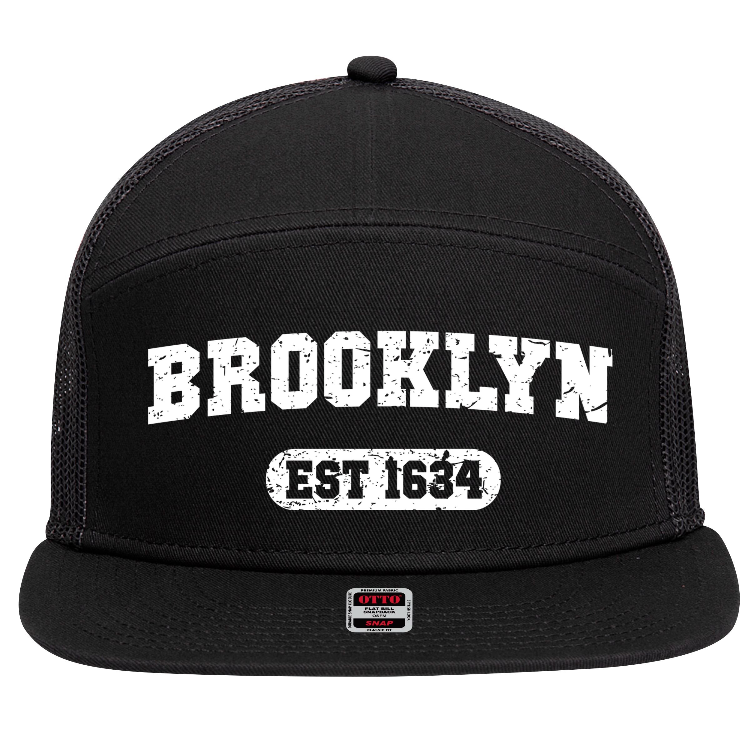 Brooklyn Est 1634 7 Panel Mesh Trucker Snapback Hat