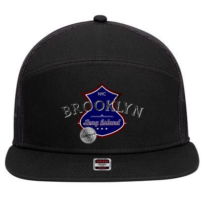 Brooklyn NYC Land of the Free Logo 7 Panel Mesh Trucker Snapback Hat