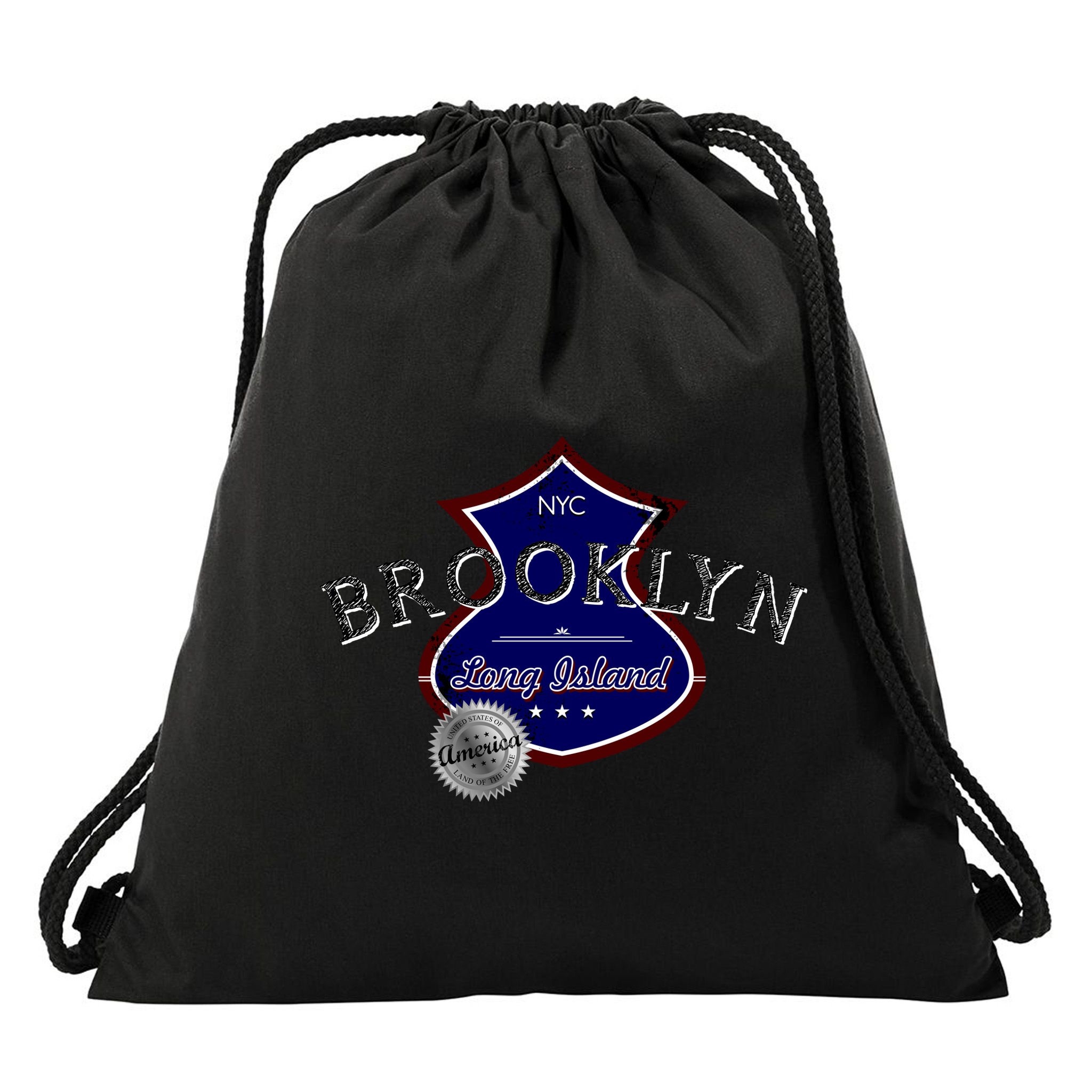 Brooklyn NYC Land of the Free Logo Drawstring Bag