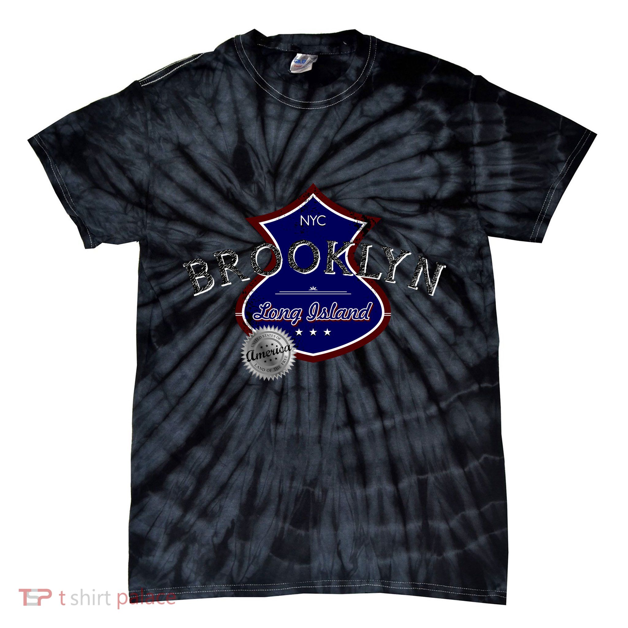 Brooklyn NYC Land of the Free Logo Tie-Dye T-Shirt