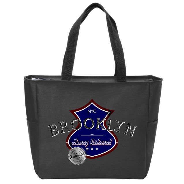 Brooklyn NYC Land of the Free Logo Zip Tote Bag