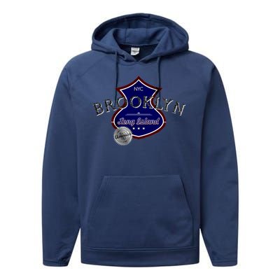 Brooklyn NYC Land of the Free Logo Performance Fleece Hoodie