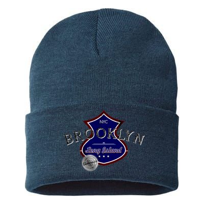 Brooklyn NYC Land of the Free Logo Sustainable Knit Beanie