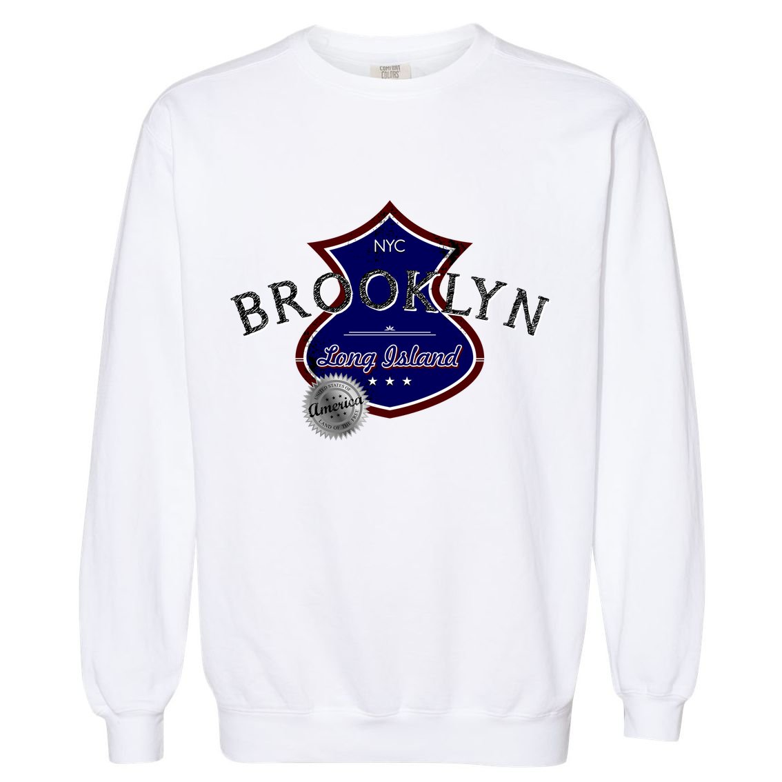 Brooklyn NYC Land of the Free Logo Garment-Dyed Sweatshirt
