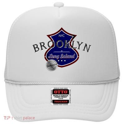 Brooklyn NYC Land of the Free Logo High Crown Mesh Back Trucker Hat