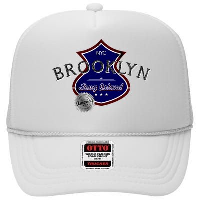 Brooklyn NYC Land of the Free Logo High Crown Mesh Back Trucker Hat